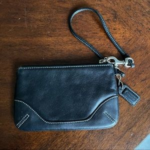 Leather coach mini wristlet